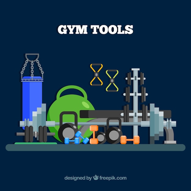 Free Vector sport gym background with exercise machines