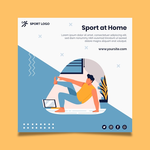 Sport at home flyer square