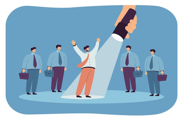 Free Vector spotlight on businessman standing out in crowd of people