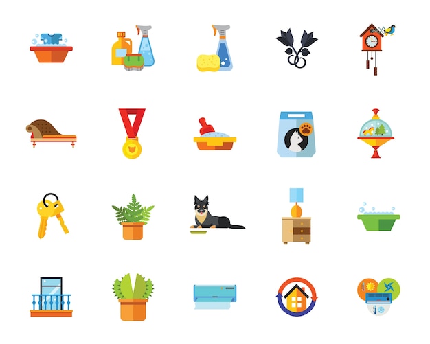 Spring cleaning icon set