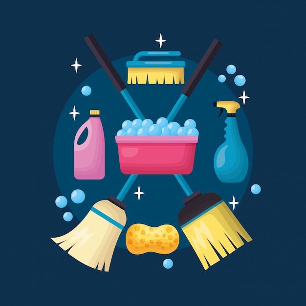 Free Vector spring cleaning tools