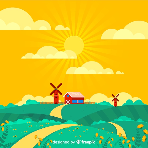 Free Vector spring farm landscape background