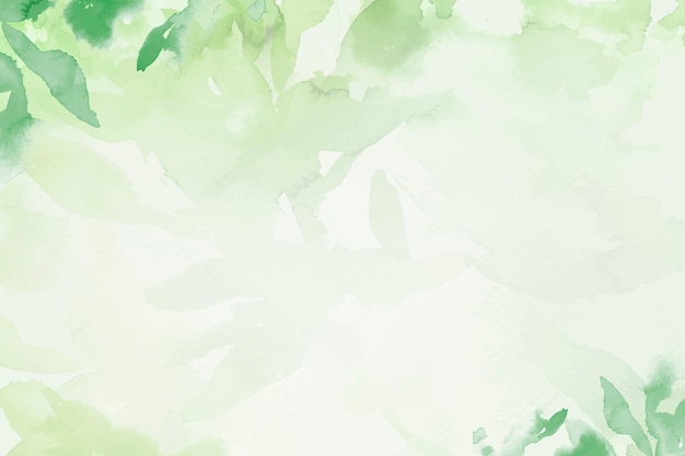 Free vector spring floral watercolor background vector in green with leaf illustration