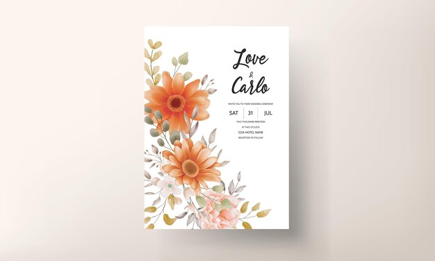 Spring floral wedding invitation design set template