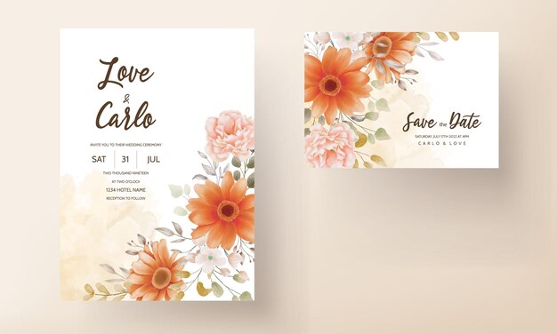 Spring floral wedding invitation design set template