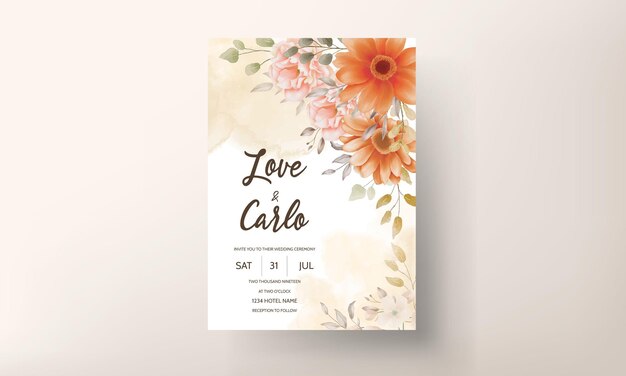 Spring floral wedding invitation design set template