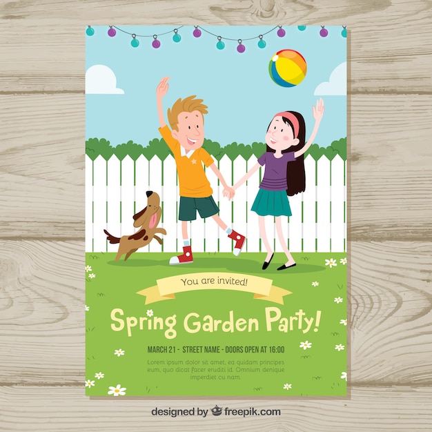 Free vector spring garden party invitation