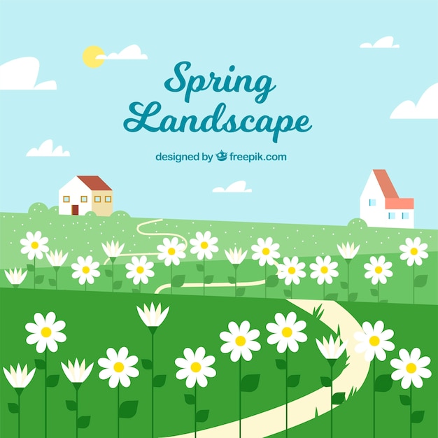 Free vector spring landscape background