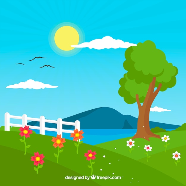 Free vector spring landscape background