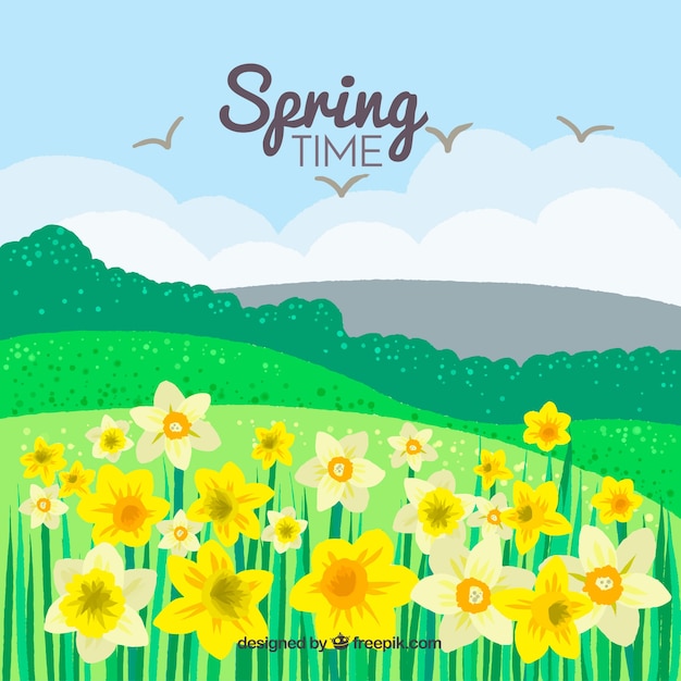 Free Vector spring landscape background