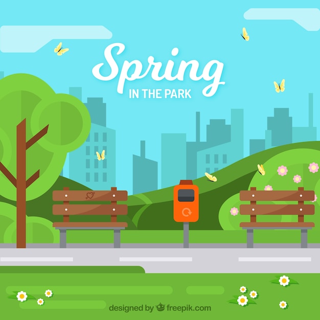 Free vector spring landscape background