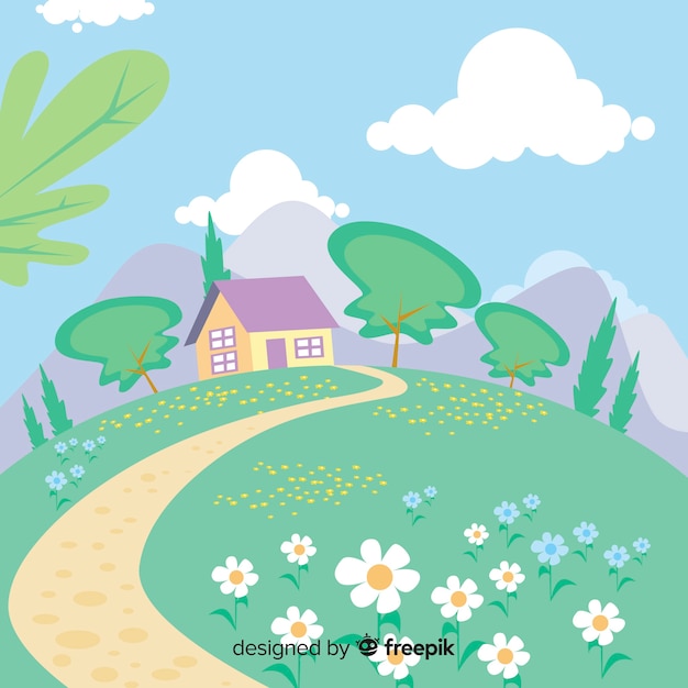 Free vector spring landscape background