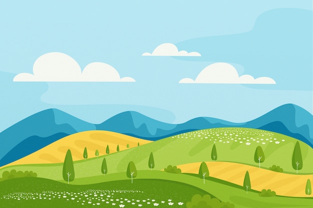 Free Vector spring landscape in flat design