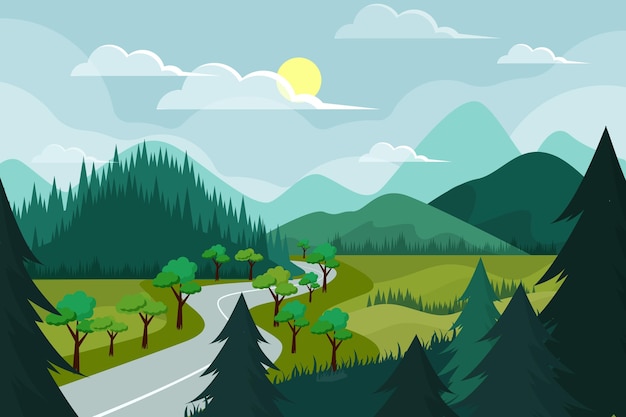 Free vector spring landscape scene