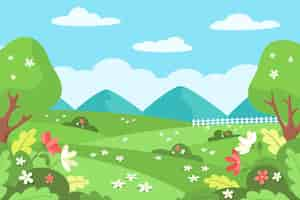 Free vector spring landscape scene