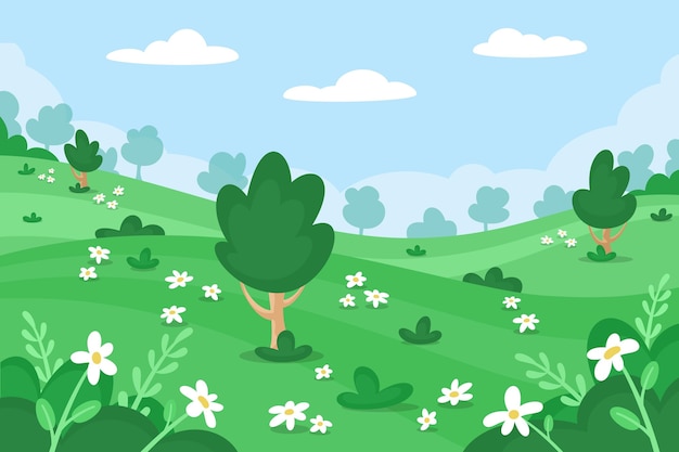 Free vector spring landscape scene