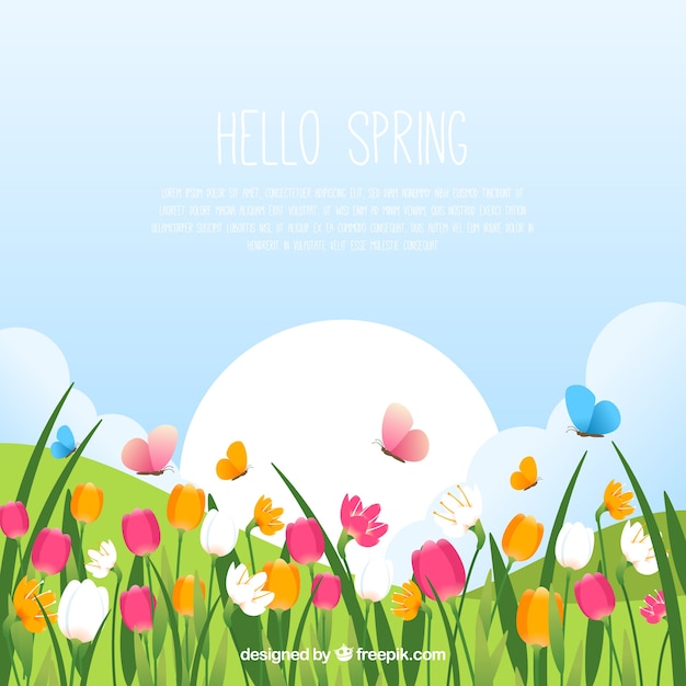 Free vector spring landscape