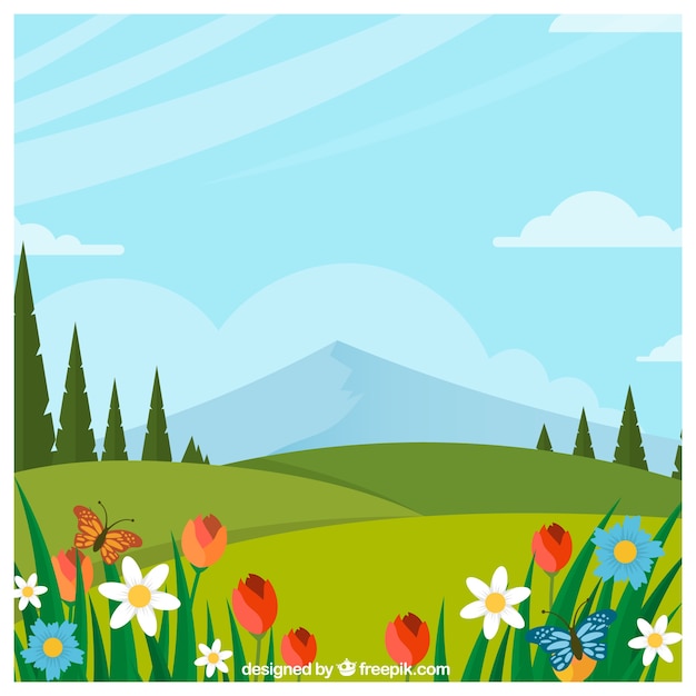 Free vector spring landscape