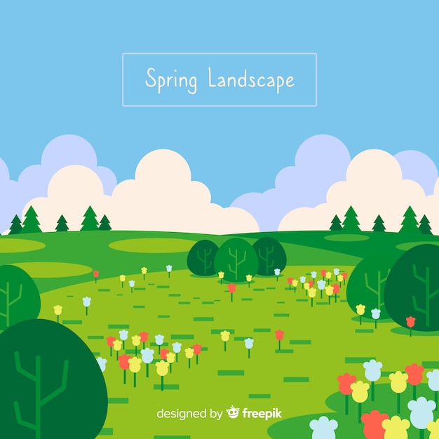 Free vector spring landscape