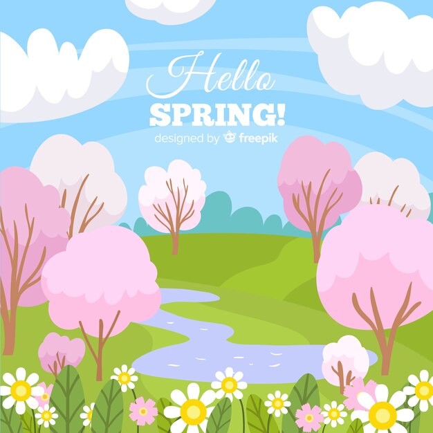 Free vector spring landscape