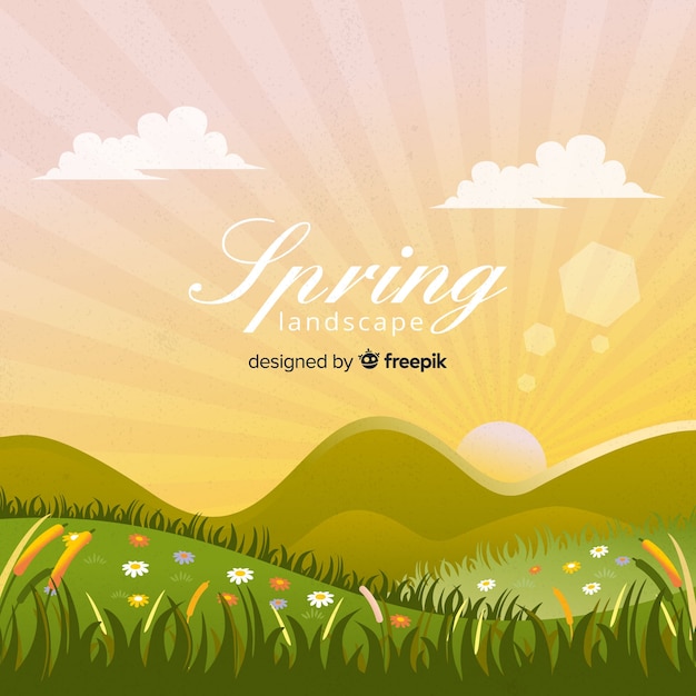 Free Vector spring landscape