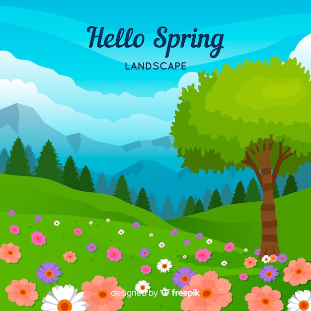 Free Vector spring landscape