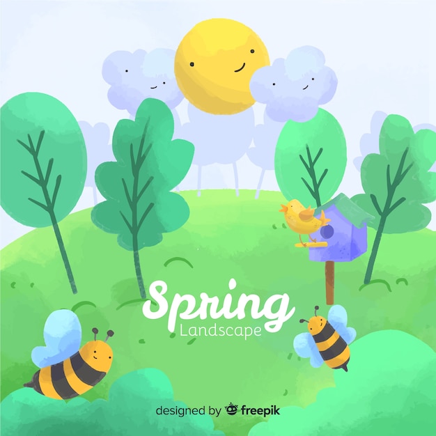 Free Vector spring landscape