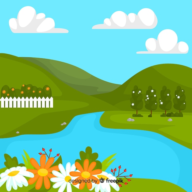 Free Vector spring landscape