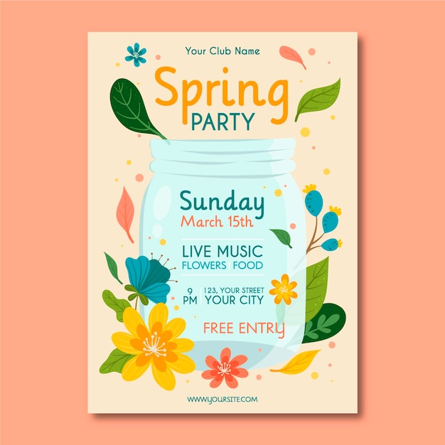 Spring party flyer template