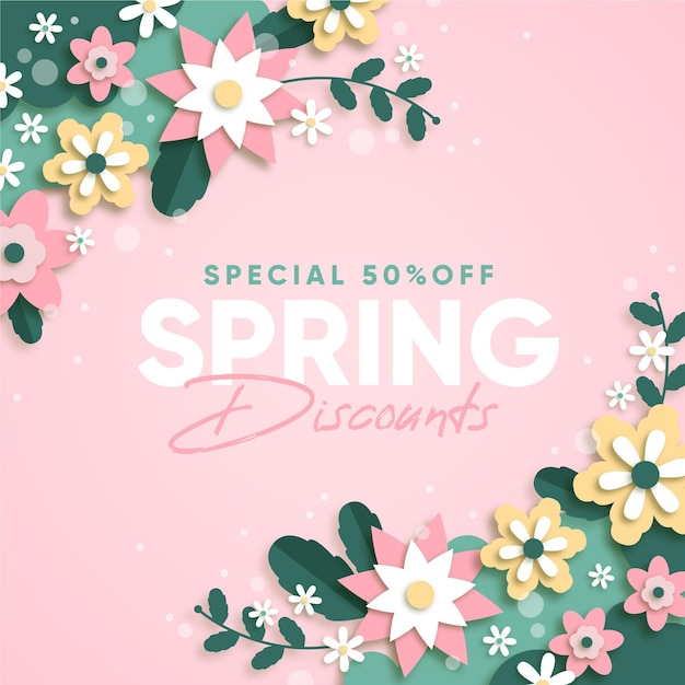 Free Vector spring sale in paper style