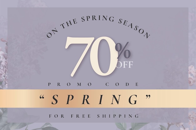 Free Vector spring sale template  for 70% off promo code