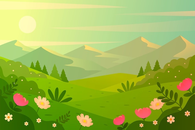 Free vector spring theme for landscape