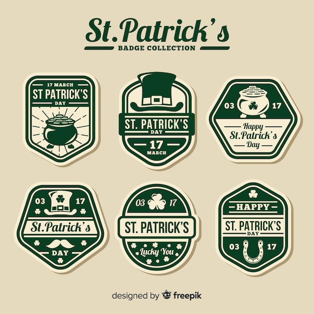 Free vector st. patrick's day badge collection