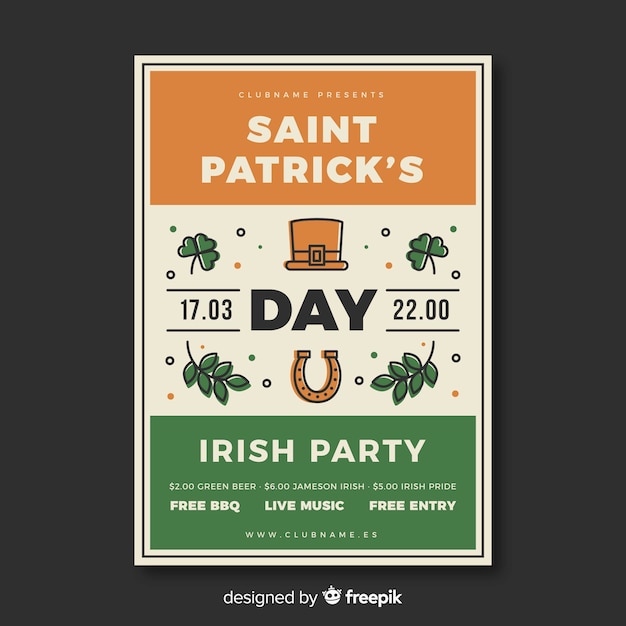 Free Vector st. patrick's day flyer template