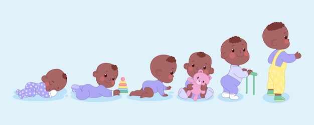 Stages of a baby boy illustration