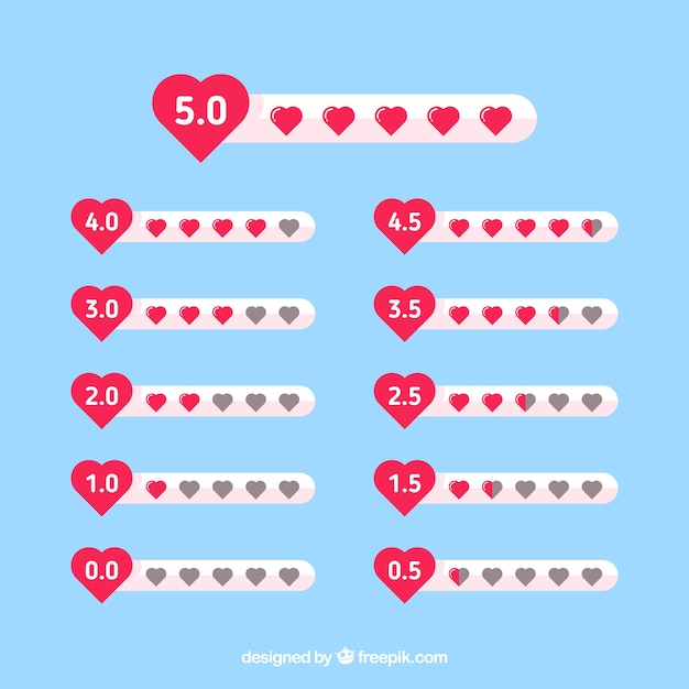 Free Vector star rating design with hearts