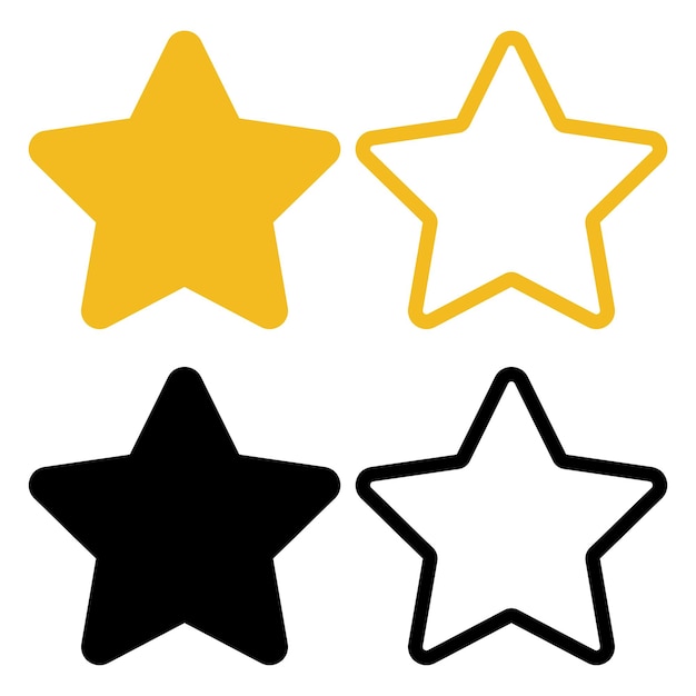 Star Yellow Outline And Flat