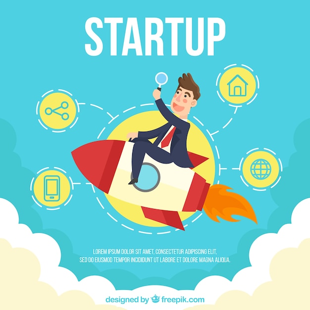 Free Vector start up concept with rocket