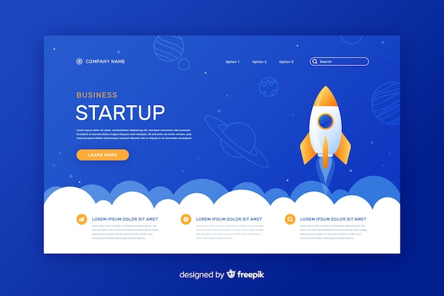 Free vector start-up corporate landing page