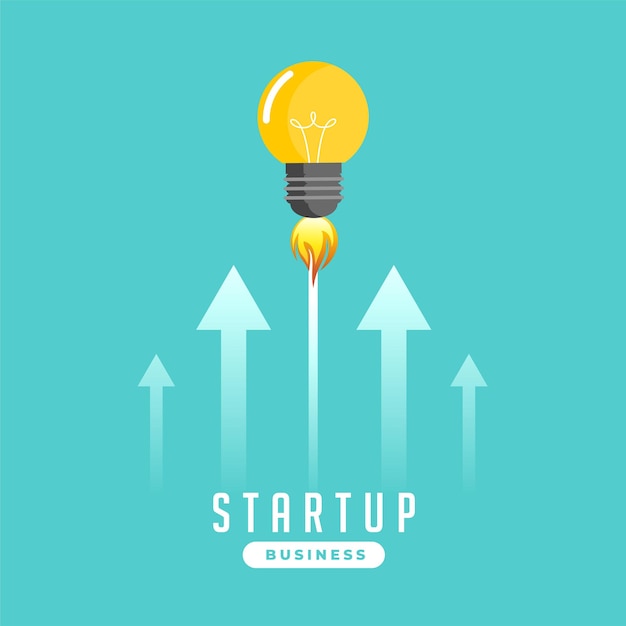 Free Vector startup business idea concept with yellow light bulb symbol