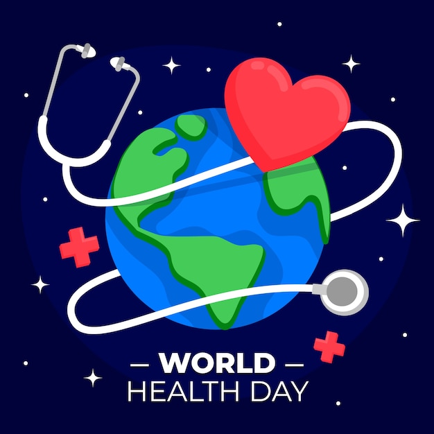 Free Vector stethoscope with heart and earth