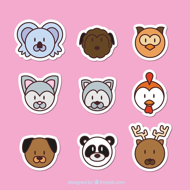 Free Vector sticker collection of animal emojis