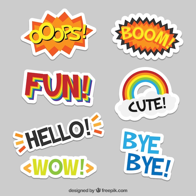 Free vector sticker collection of seven