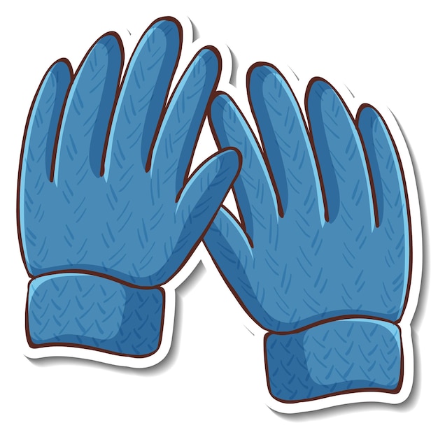 Free Vector sticker design with blue gloves isolated