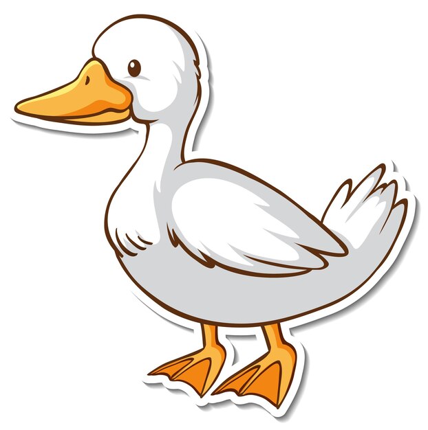 Sticker design with a white duck isolated