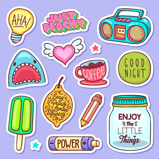 Free Vector sticker icons hand drawn doodle  