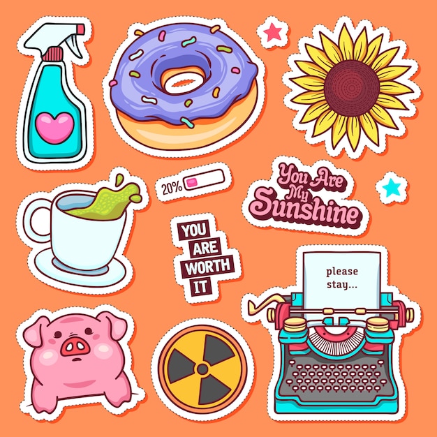 Free Vector sticker icons hand drawn doodle