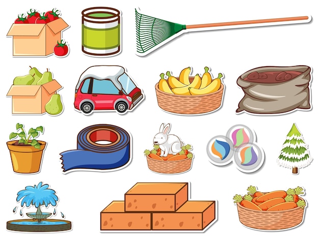 Sticker set of mixed daily objects