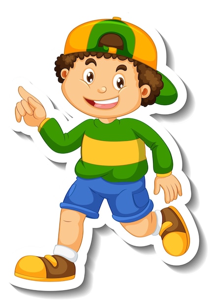 Free Vector sticker template with a boy cartoon character isolated