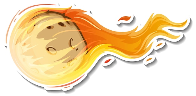 Free Vector sticker template with meteorite flame isolated